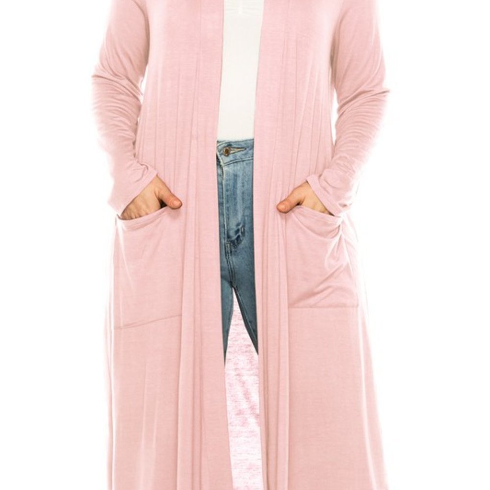 Plus size, solid duster cardigan - Picture 9 of 16